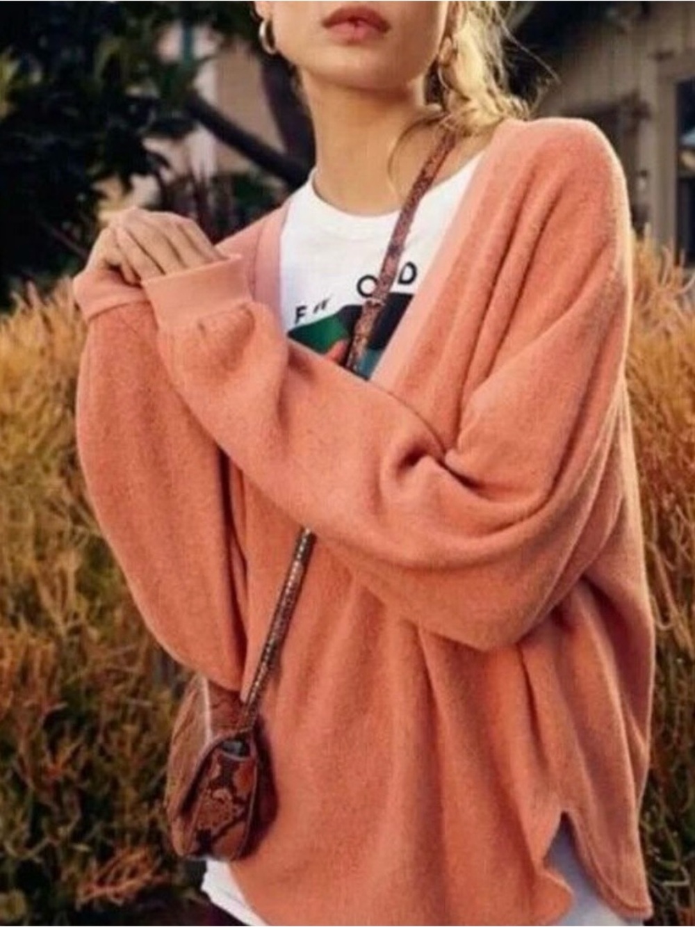 🍁URBAN OUTFITTERS Lilly Slouchy Pullover Sweatshirt - Orange Terracotta - XS